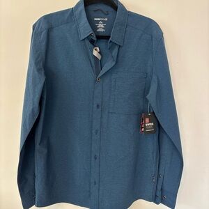 Swiss Tech Men's Casual Navy Button Down Shirt